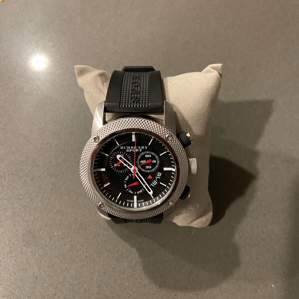 Burberry Black and Silver Chronograph Watch
